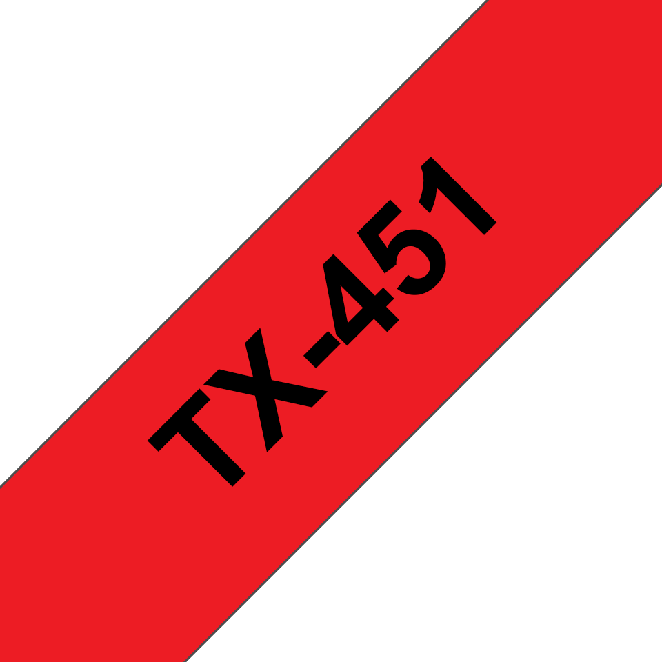 Originální pásková kazeta pro tisk štítků Brother TX451 – černý tisk na červeném podkladu, šířka 24 mm
